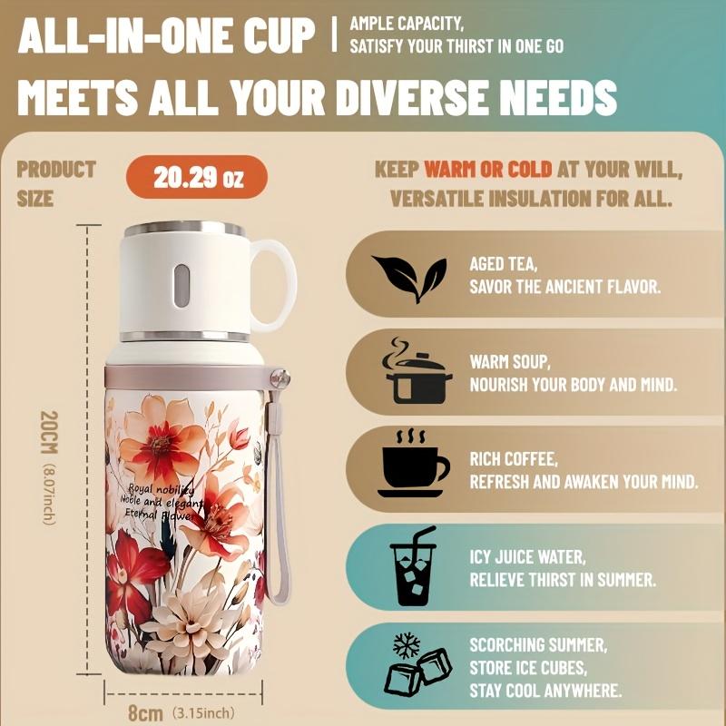 Good-looking 316 Stainless Steel with Insulated Bottle Cup and Suitable for Camping, Cycling, Office and Home-Four Seasons Drinks