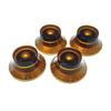 YJB PARTS Top Hat Set of 4 In Amber Knobs, [Made Japan] (Inch, (Embossed Lettering))