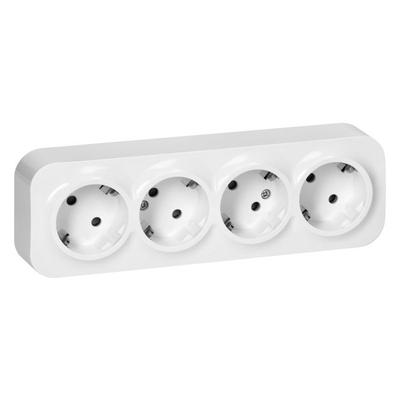 Aufputz-Steckdosenleiste Vierfach Schuko Todo 2P+E IP20 Weiß