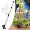 Weed Puller Tool 2 in 1 Manual Hand Rake for Uprooting Driveway Weeding 3 Section Handle