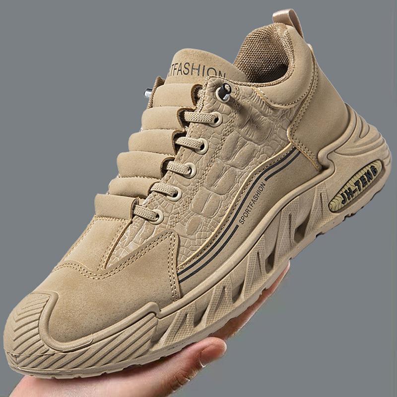 Single Cotton Large Size Men's Shoes Casual Men's Lace-up Fashion Crocodile Pattern Soft-soled Sports Shoes