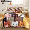 3PCS Single-sided Printed Bedding Set ,Comforter Cartoon Cute Cat Duvet Bedding Cover Pillows Comfortable Bedspreads BeddingSet