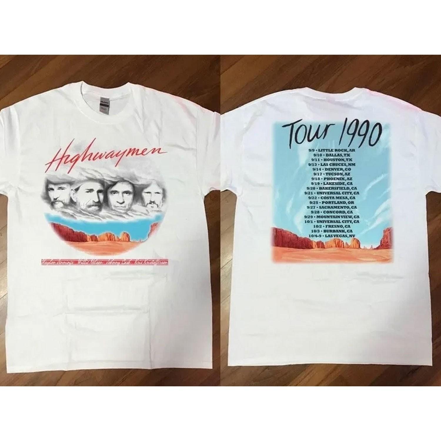 The Highwaymen 1990 Tour Kickoff T-Shirt White Gift Fan All Size Unisex T-Shirt XL