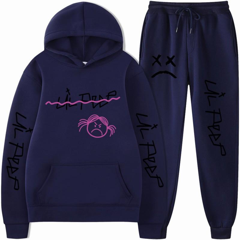 Mens Streetwear Hooded Sweatshirt Pants Set Casual Outfit Trendy Urban Style