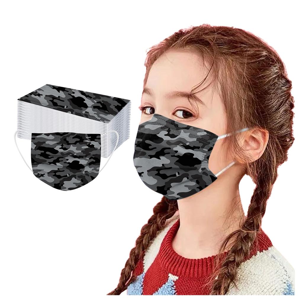 50PCS Children's Mask Print Disposable Face Mask Industrial 3Ply Ear Loop