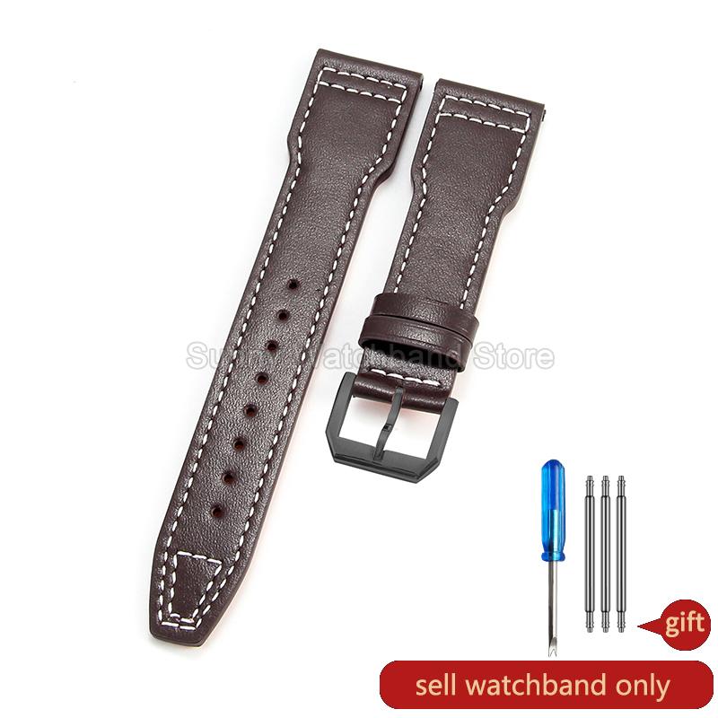 Coffee Black 20 21 22mm for IWC Portofino Le Petit Prince Portugieser Cowhide Watch Band Special Interface Needle Buckle Durable