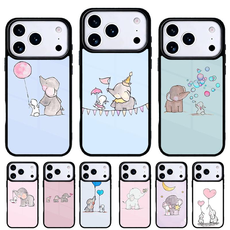 Cute Elephant Phone Case for iPhone 17 16 15 14 13 Pro Max Back Cover for 12 11 Pro Coque