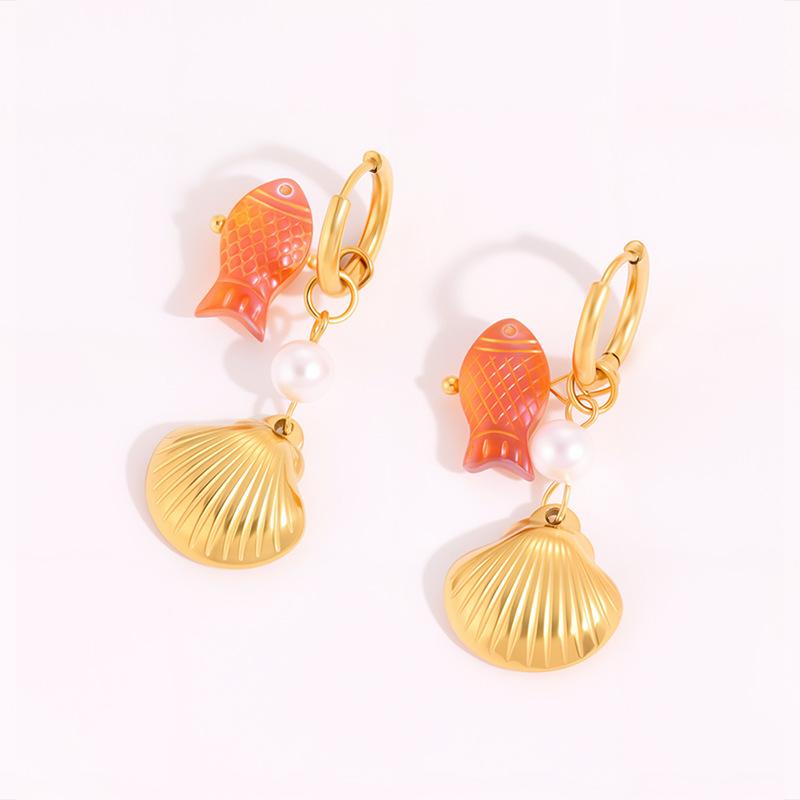 Beach Wind Titanium Steel Earrings for Women - Luxurious High-End Style - Dolphin and Star Pendant Earrings - Ocean Earrings