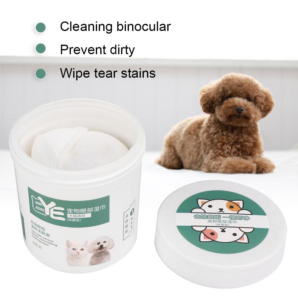 130PCS/Bottle Pet Dogs Special Purpose Tear Remover Wipe Cat Cleaning Eye Cleaner Wet Tissue