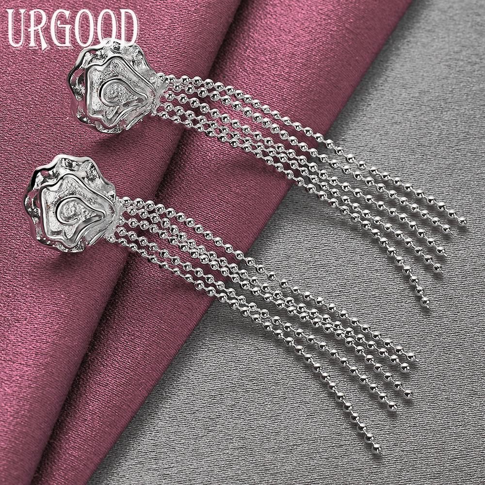 925 Sterling Silber Rosenperlenkette Ohrringe Hochzeitsschmuck