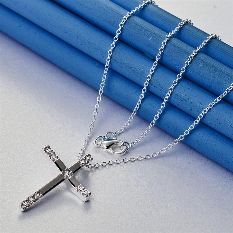 925 sterling silver 16-30 inch exquisite cross pendant necklace, women's fashion jewelry gift, wedding accessories