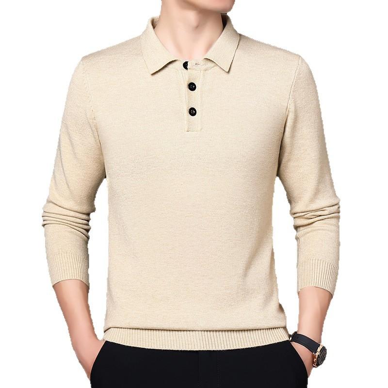 Autumn And Winter Lapel Sweater Medium And Thick Non-Fading Men'S Breathable Long-Sleeved Sweater