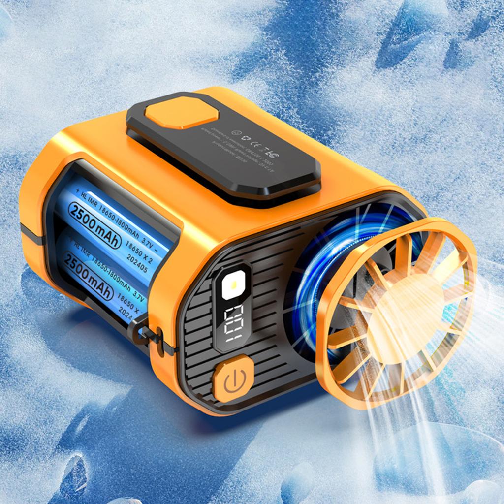 Waist Clip Fan with Flashlight Handsfree Strong Airflow Personal Body Fan Belt Fan for Gardening Climbing Outdoor Hiking Camping