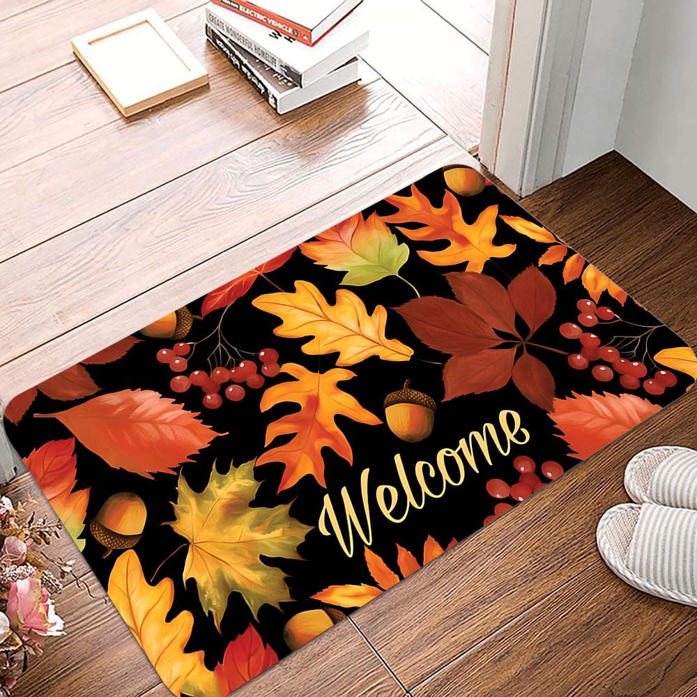 

Maple Leaves Falling Welcome Door Mat Non Slip Bedroom Bathroom Kitchen Doormat Polyester Home Carpet Farmhouse Autumn Decor Rug 40x60cm