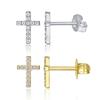 Stilvolle 6MM Edelstahl Zirkon Kreuz Ohrringe