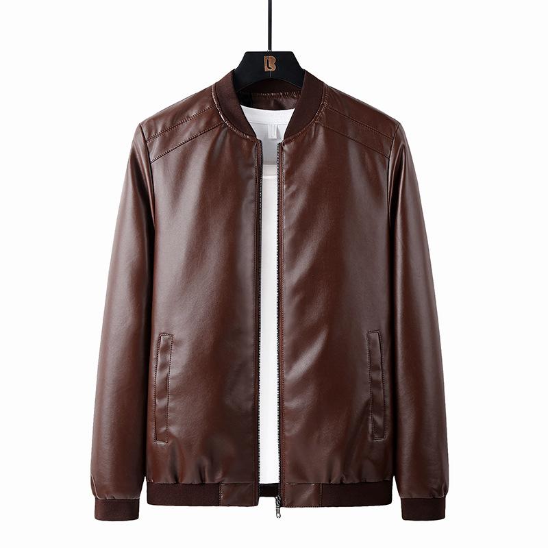 Leather Jacket Men's Spring, Autumn and Winter Plus Velvet Thickened Korean Style Trendy Business Casual Men's Leather Jacket Top