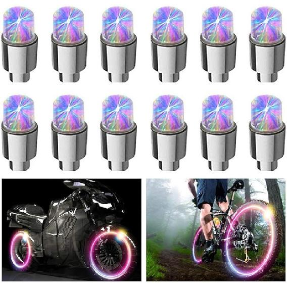 12 PCS LED Wheel Lights Flash Light Tire Valve Cap Lamp For Car Trucks Motorcycle Bike (Blue)