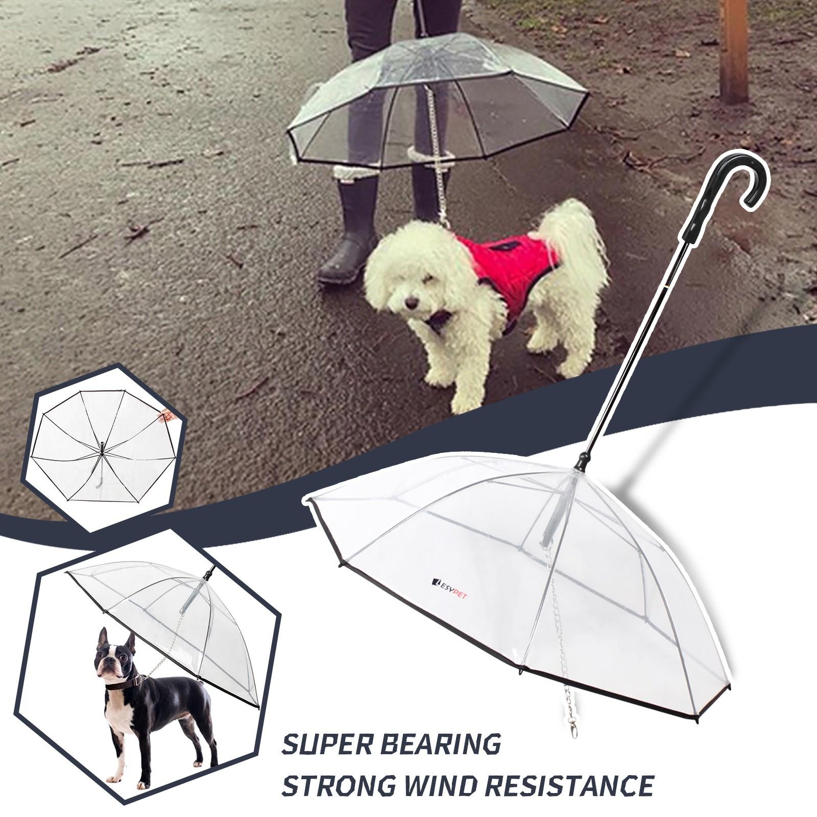 

Прозрачный зонтик для домашних животных, портативный встроенный поводок, зонтик для щенков, домашних собак