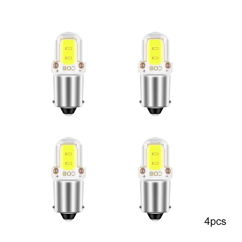 2/4/6Pcs BA9S Car COB LED Bulb DC12V LED Lights 3W Interior License Plate Light Marker Reading Auto Lamp White 6000K Signal Lamp