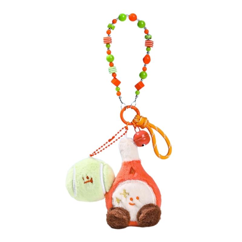 

Sports Enthusiast Keyring Compact Fashionable Backpack Purse Accessory With Cartoon Shuttlecock Pattern