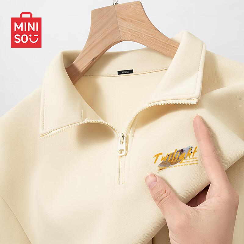 MINISO Men's Stand Collar Half-Zip Heavyweight Sweatshirt