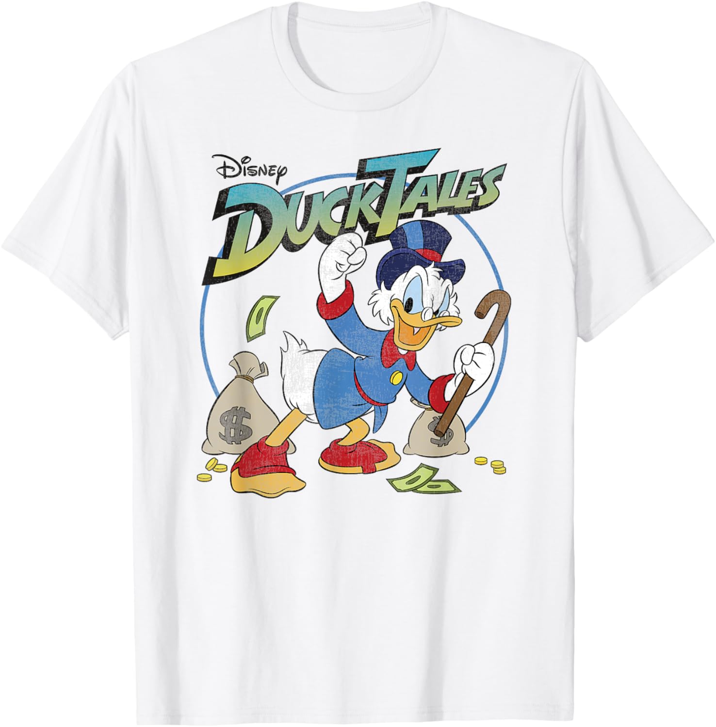 GUOYAN TOP Miniso Eend T-shirt Verhalen Dagobert Duck Geldzak T-shirt Koppel Unisex Cartoon Mannen Vrouwen Katoen T-shirt Casual Top Trendy Vintage 4XL