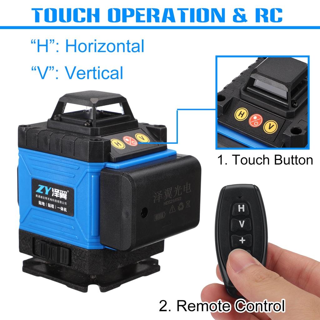 16/12/8 Line 360° 4D Horizontal Vertical Cross Spirit Level Measure Tool Kit Green Light Laser Level