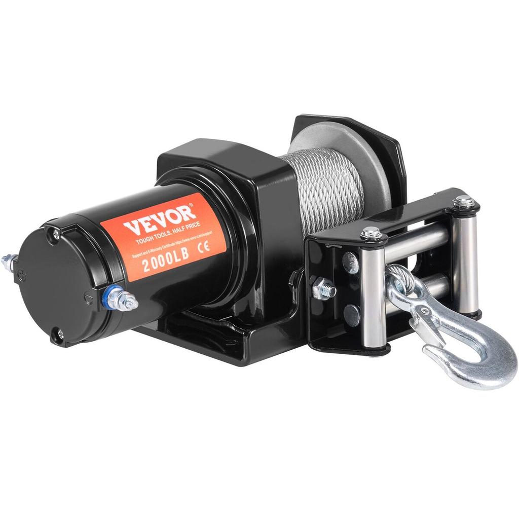 Electric Winch ATV UTV 2000 lb Steel Cable IP 55 Waterproof Wired Control
