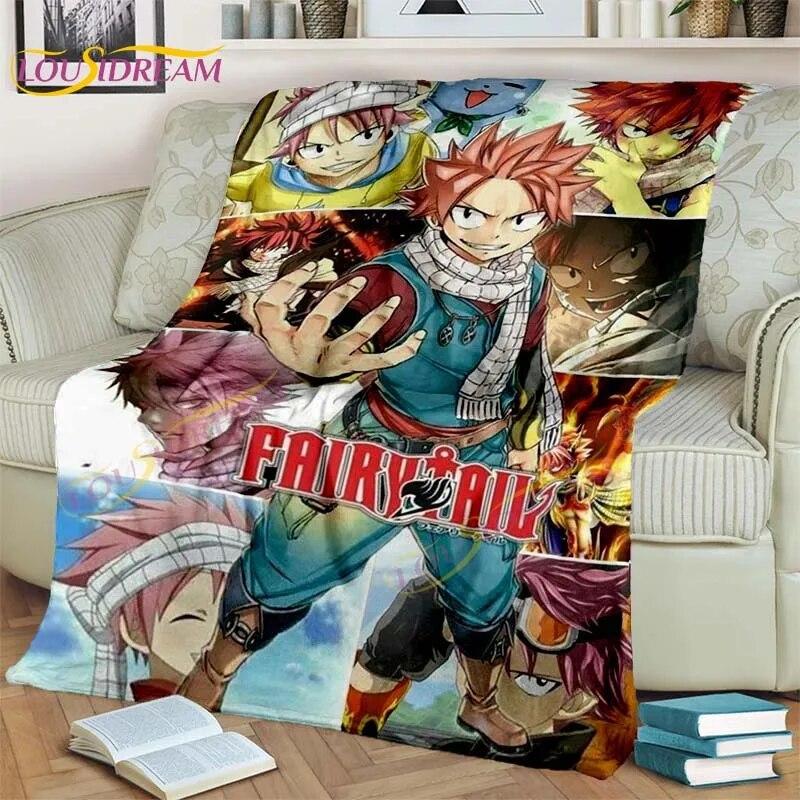 Fairy Tail Blanket Anime Blanket Natsu Blanket 3D Cartoon Covered Blanket Flannel for Bedding Children Room Decor Warm Blanket