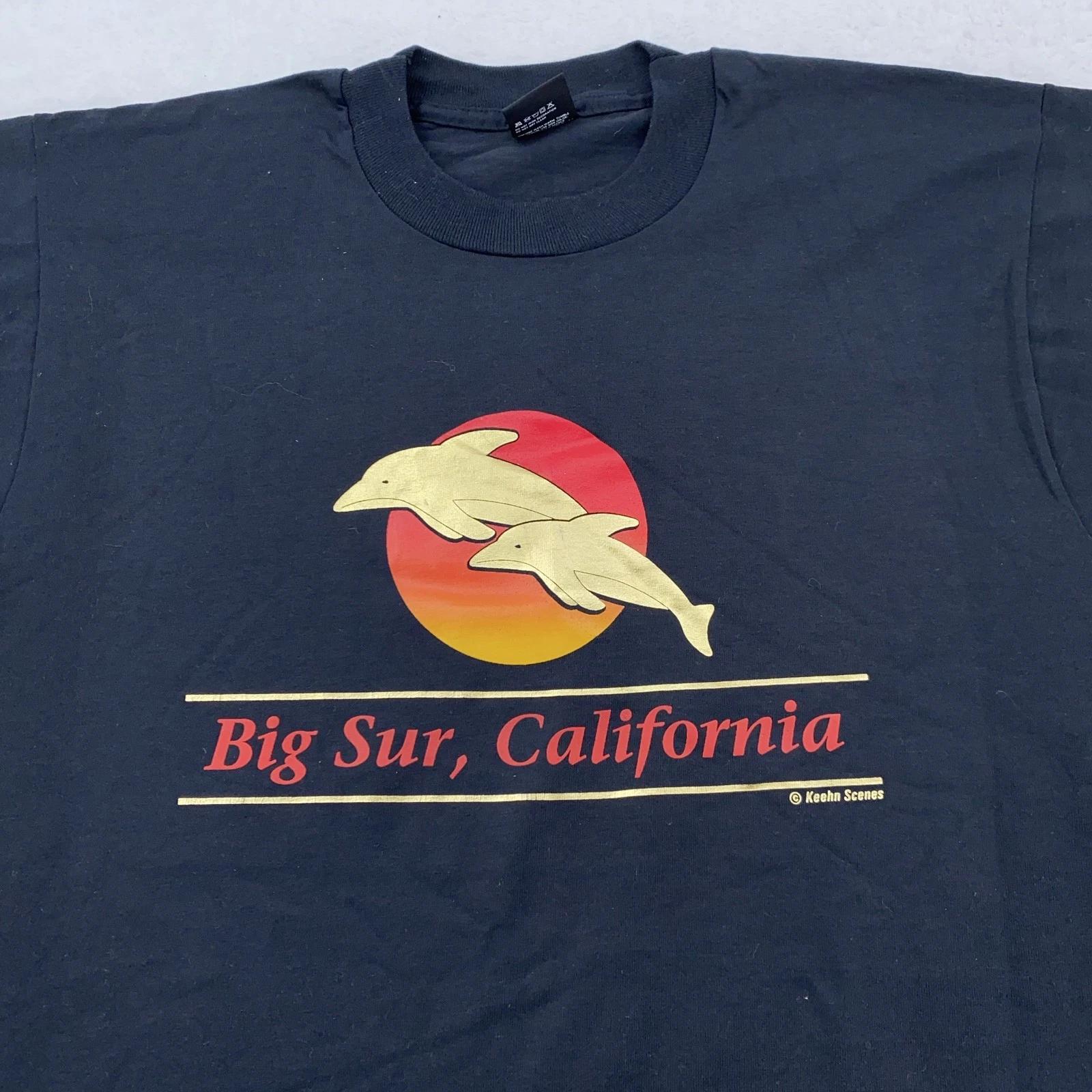 Винтажная футболка Big Sur Калифорния Мужская Размер L Дельфины Закат Графика 90-е США S
