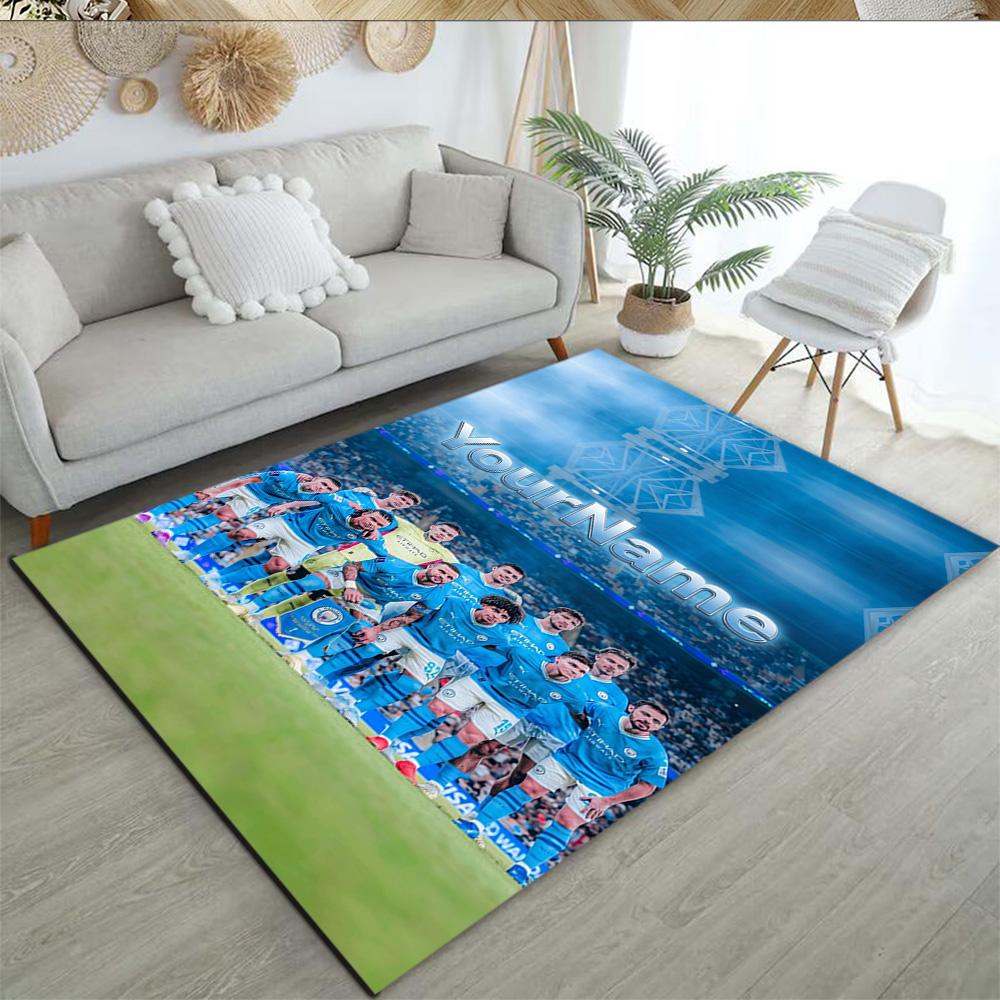 Manchester City Customize Your Name Area Rug Perfect for Balcony Entryway Foyer Living Rooms Anti-slip Rug Decorate Offices Wedding Party Gift