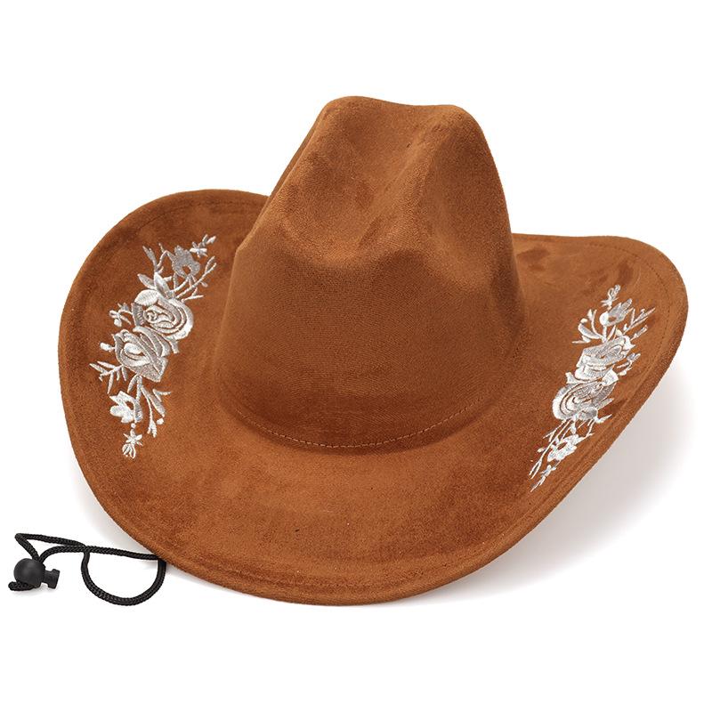 Unisex Retro Denim Floral Embroidery Jazz Hat - Western Ethnic Outdoor Style