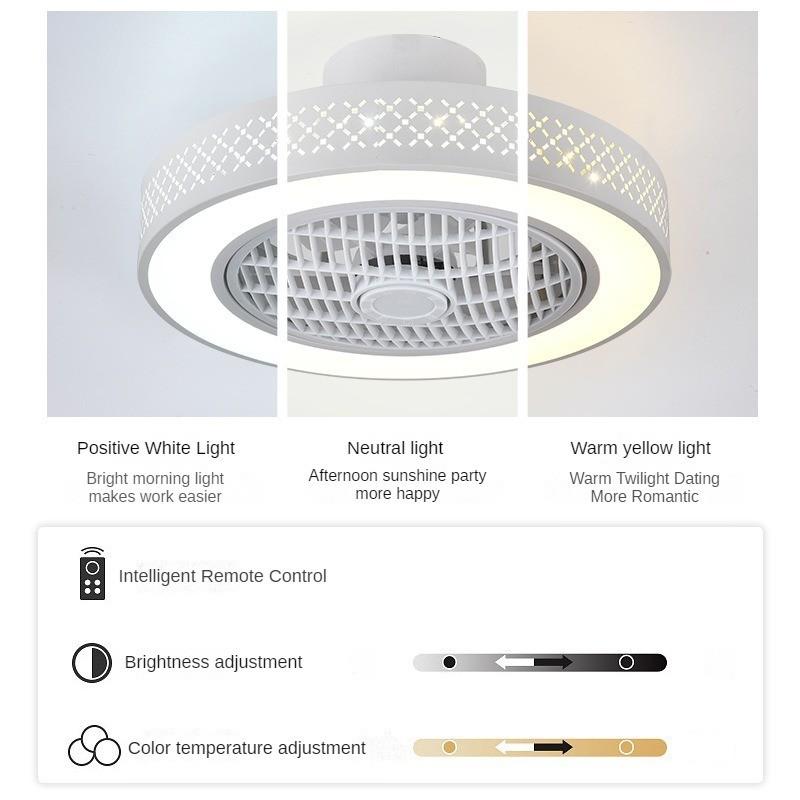 Modern Minimalist Electric Ceiling Fan Light Living Room Variable Frequency Intelligent Remote Control Ceiling Fan Lamp 50*22cm