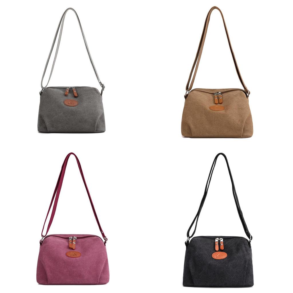 Canvas Shoulder Bag For Women With Zipper Pockets For Daily Use