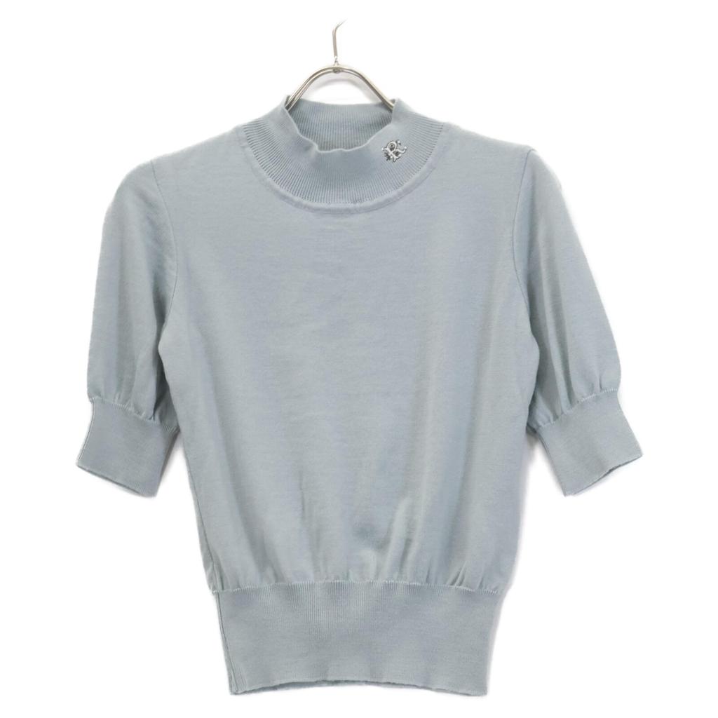 Rene 6042550 Light Blue Wool Half Sleeve Knit tops 36 Light blueUsed