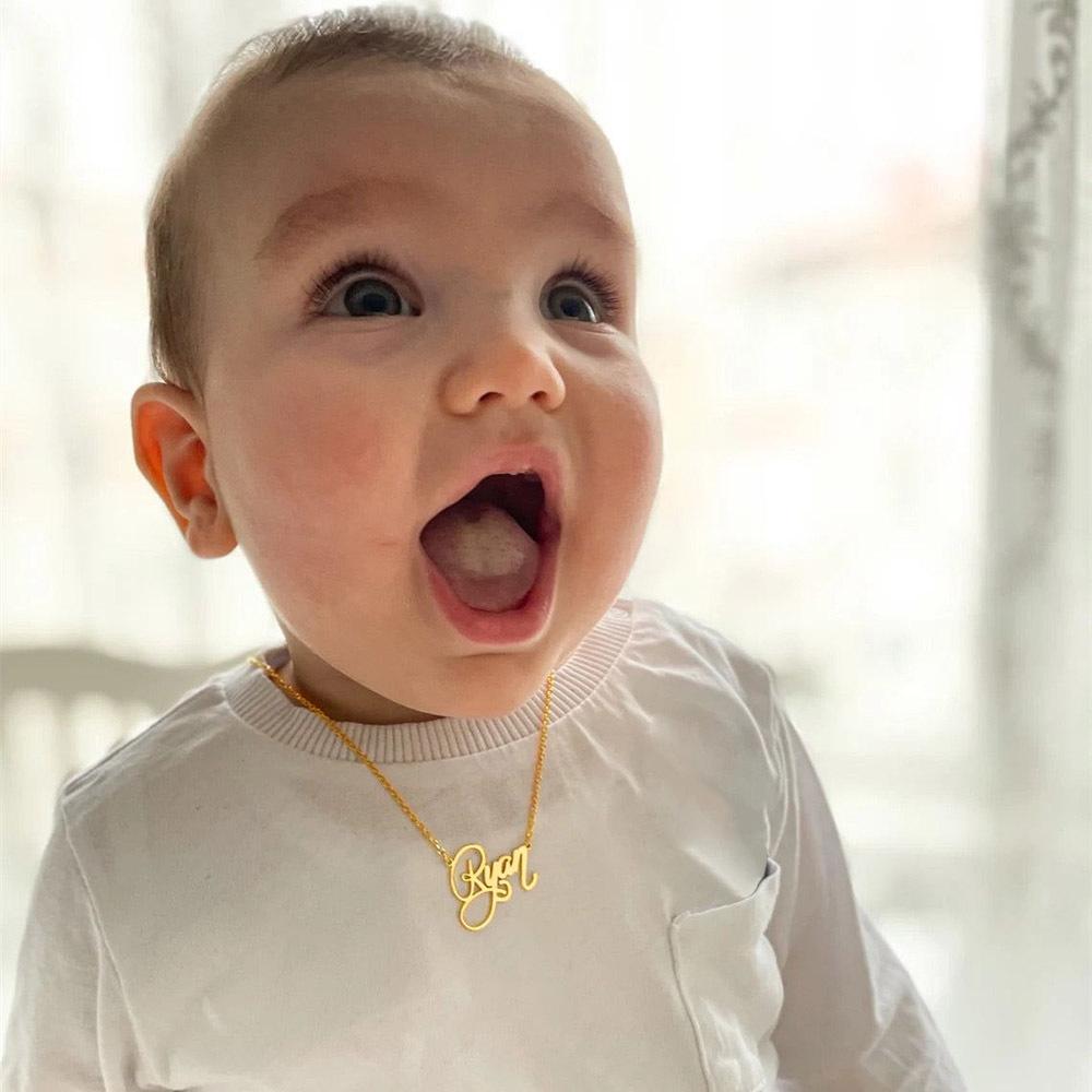 Personalized Name Necklace for Little Girl Boy, Stainless Steel Initial Customized Gift, Mom To Son/daughter