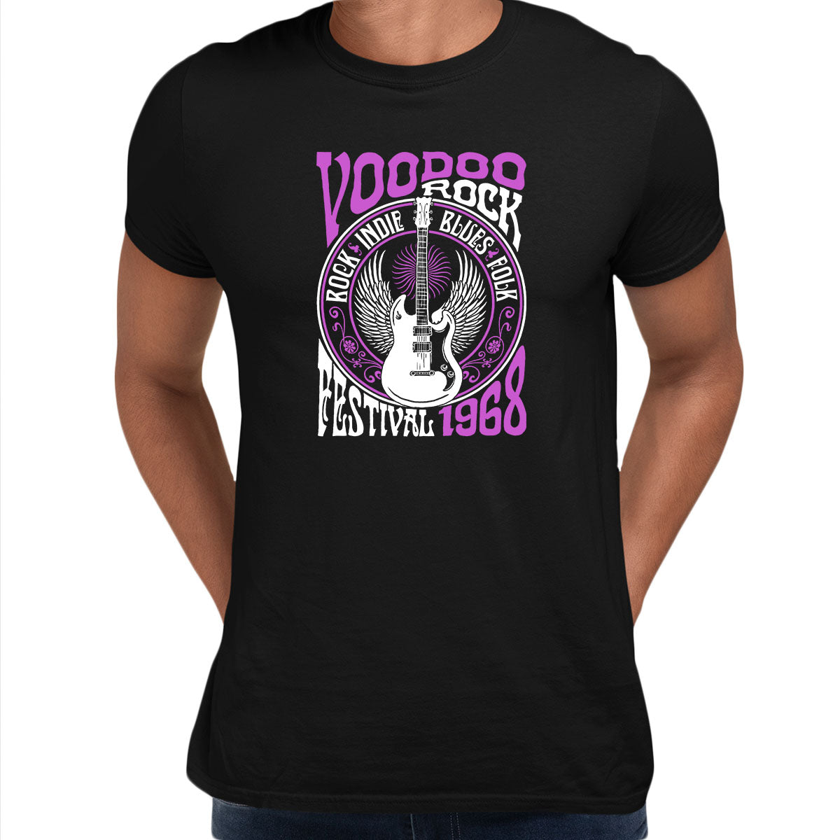 

Rock Festival 68 Retro Indie Blues Vintage Graphic Print Crew Neck Typographygraphy Unisex T-shirt XXXL чорний