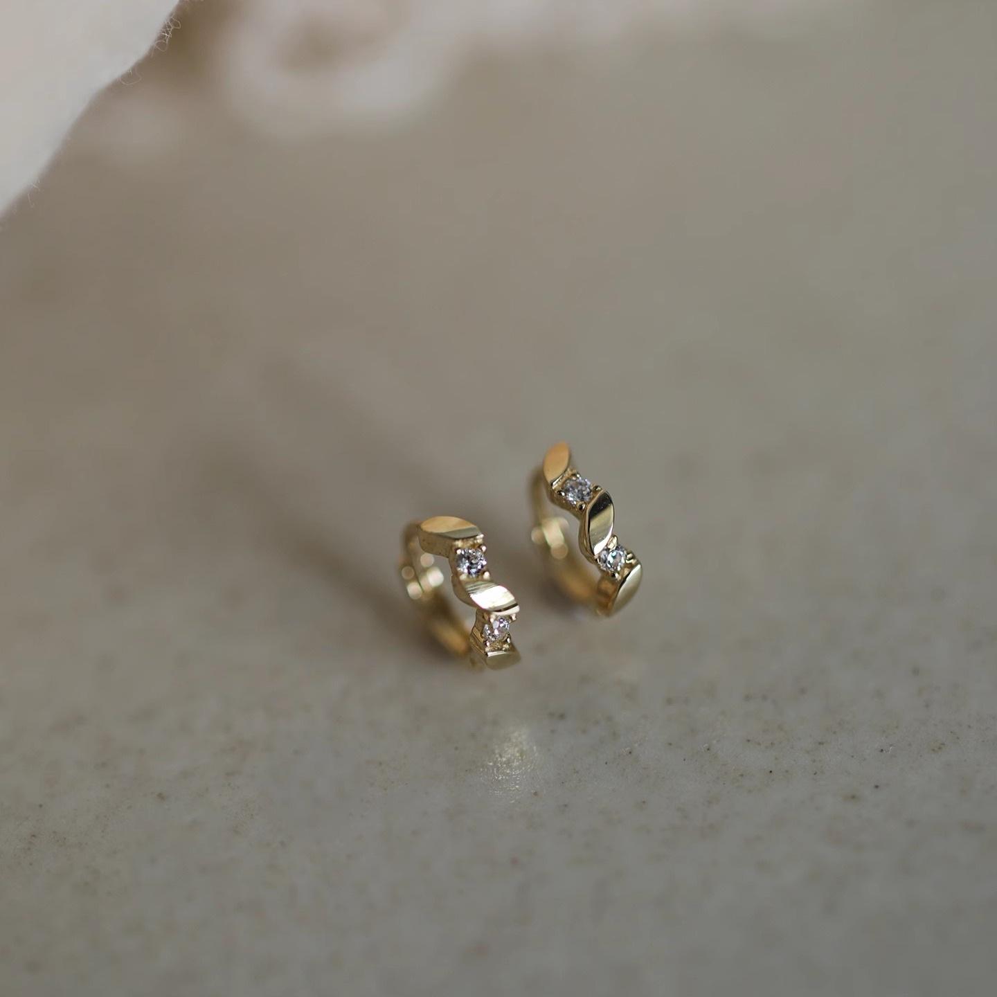 925 Sterling Silver Plated 14K Gold Classic Geometry Earrings Women Zircon Crystal Ear Hoop Earrings Silver