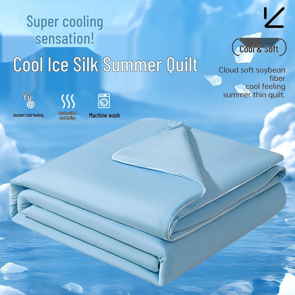 Summer Ice Silk Cooling Quilt - Lightweight, Machine Washable Blanket for Dorms and Bedrooms