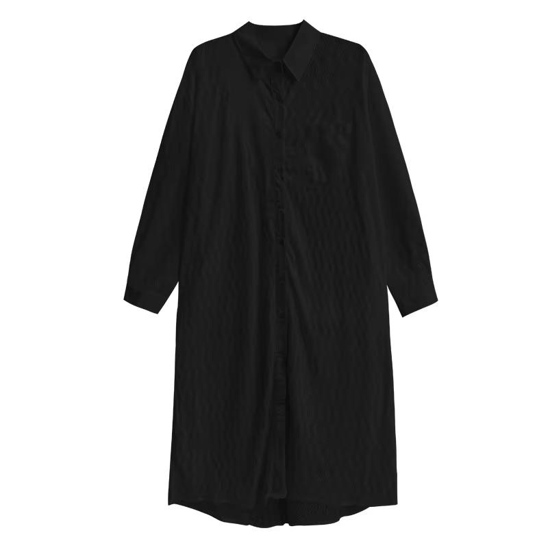 

XITAO Patchwork Mesh Lace Single Breasted Dress GYX1508 One Size чёрный