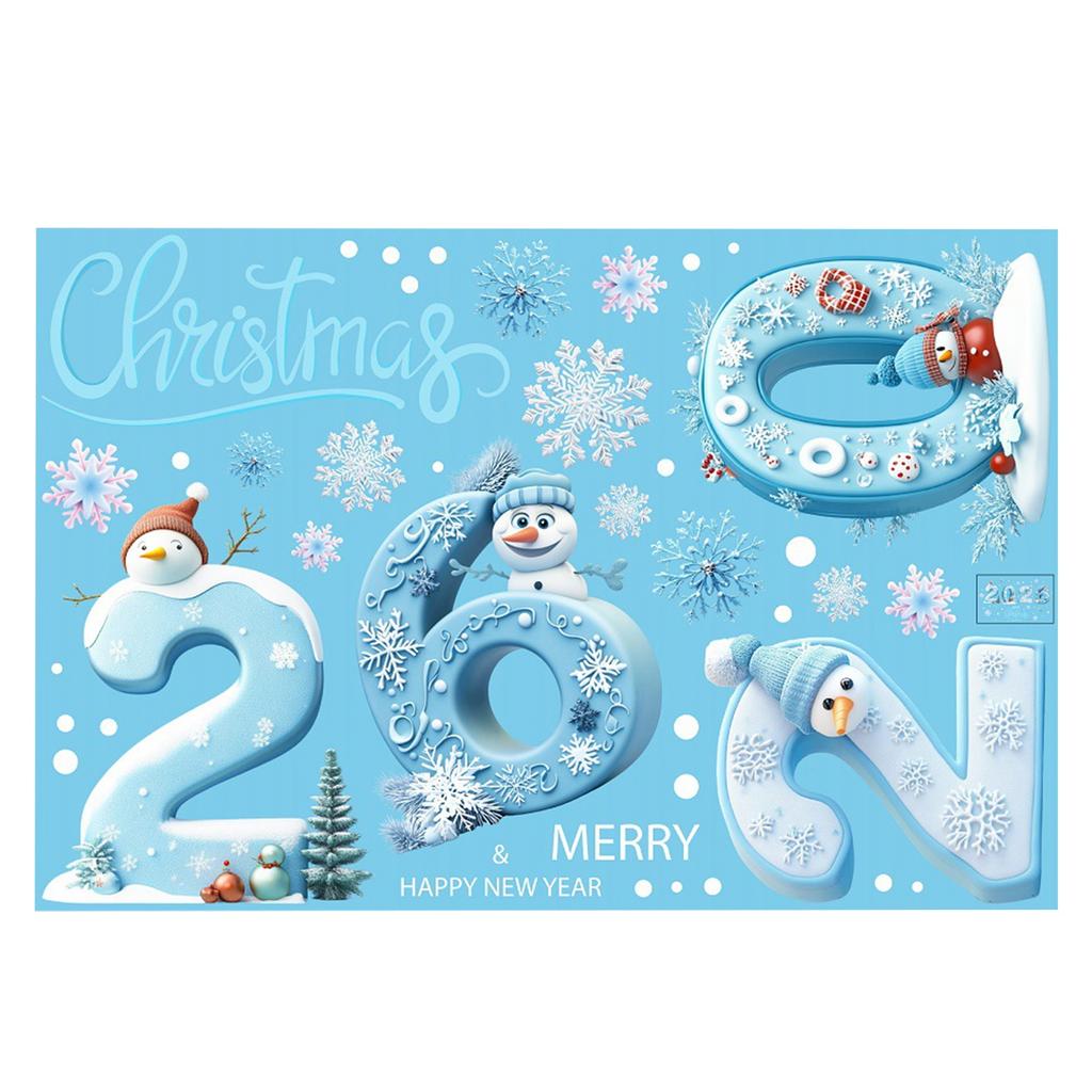 Festive Christmas Window Decals Set with Snowman Snowflake Patterns - Winter Holiday Decoration for 2026