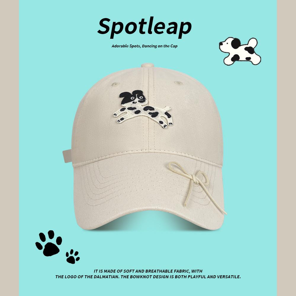 

Cartoon puppy embroidered baseball cap men s summer versatile face small visor bow soft top cap