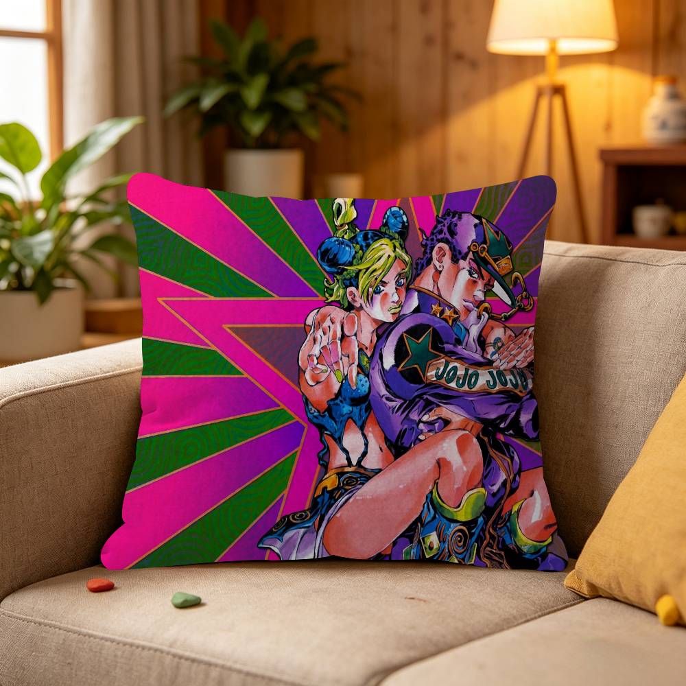 1PC Anime JoJo's Bizarre Adventure Cushion Cover Car Throw Pillow Case For Sofa Car Christmas Gift