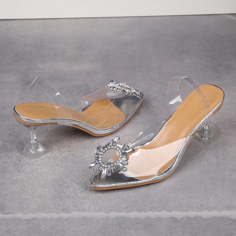 Fashion Luxury Women Pumps 2024 Transparent High Heels Sexy Pointed Toe Slip-on Wedding Party Brand Fashion Shoes For Lady PVC