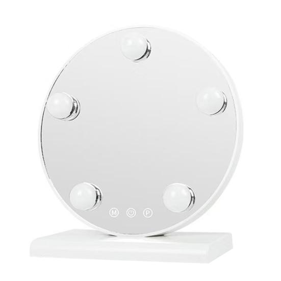 LED Lighted Makeup Mirror 3 Colors Lighting Touch Control Adjustable Stepless Dimming Cosmetic Mirror Portable Travel Vanity Mirror with Lamp