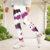 Damskie Legginsy Jogi Tie Dye z Nadrukiem, Długie, Elastyczny Pas, Białe, Fioletowe, Czarne