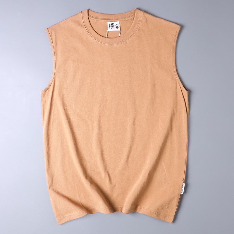 Export Men's Tail Goods Summer Fashion Brand Cotton Sports Undershirt Vest Loose Casual Workout Sleeveless Waistcoat T-shirt