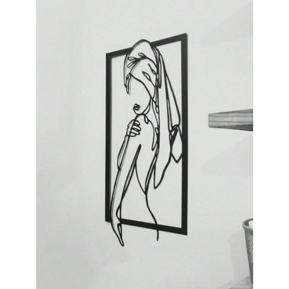 Modern Black Metal Kneeling Woman Wall Art Sculpture Home Decor Gift