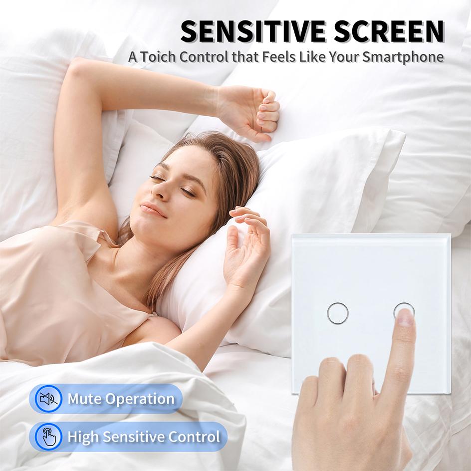 86*86mm EU Standard Glass Wall Touch Switches 10A