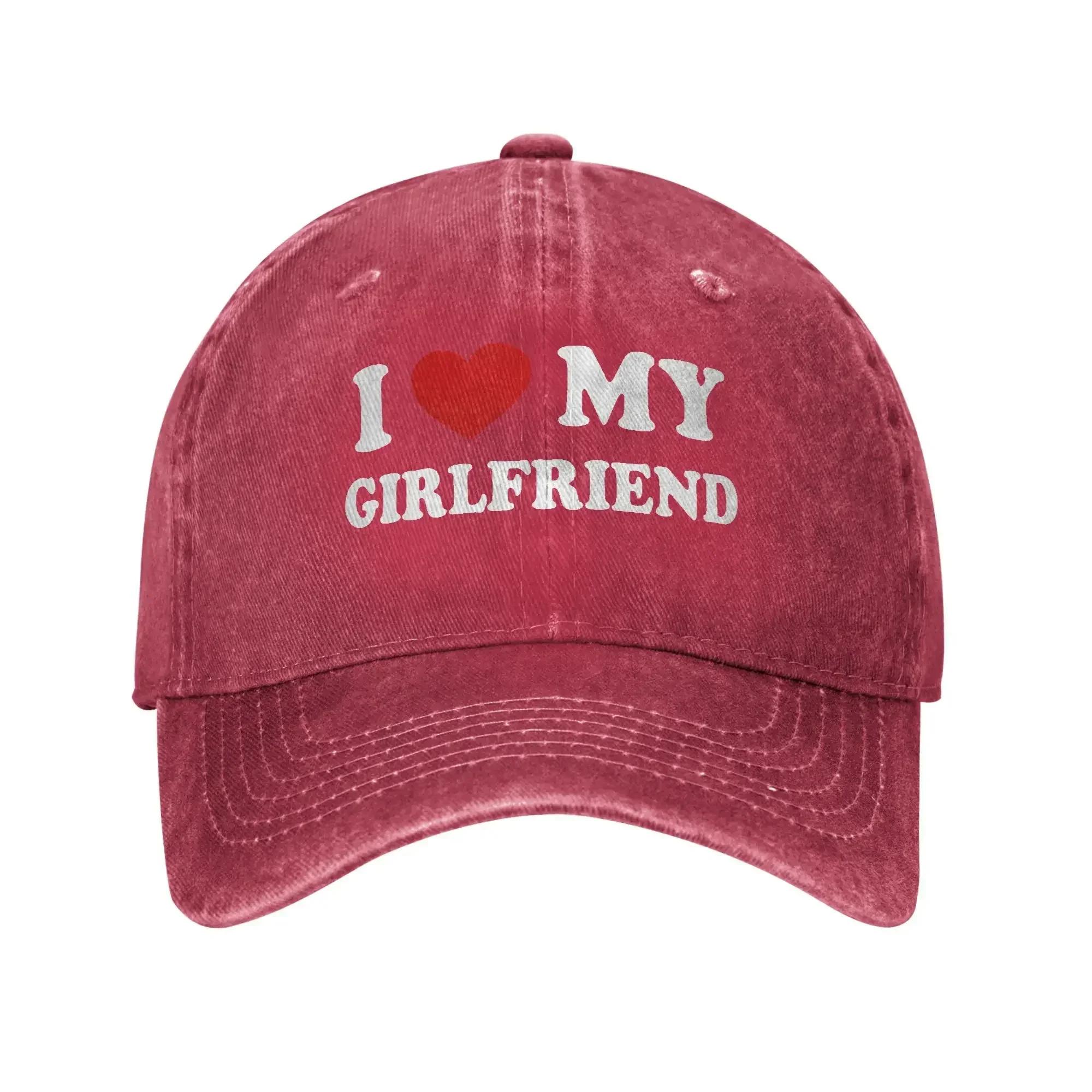 

I Love My Girlfriend Washed Baseball Cap Fashion Sun Trucker Hat Summer Unisex Adult Outdoor Gym Snapback Cap One Size